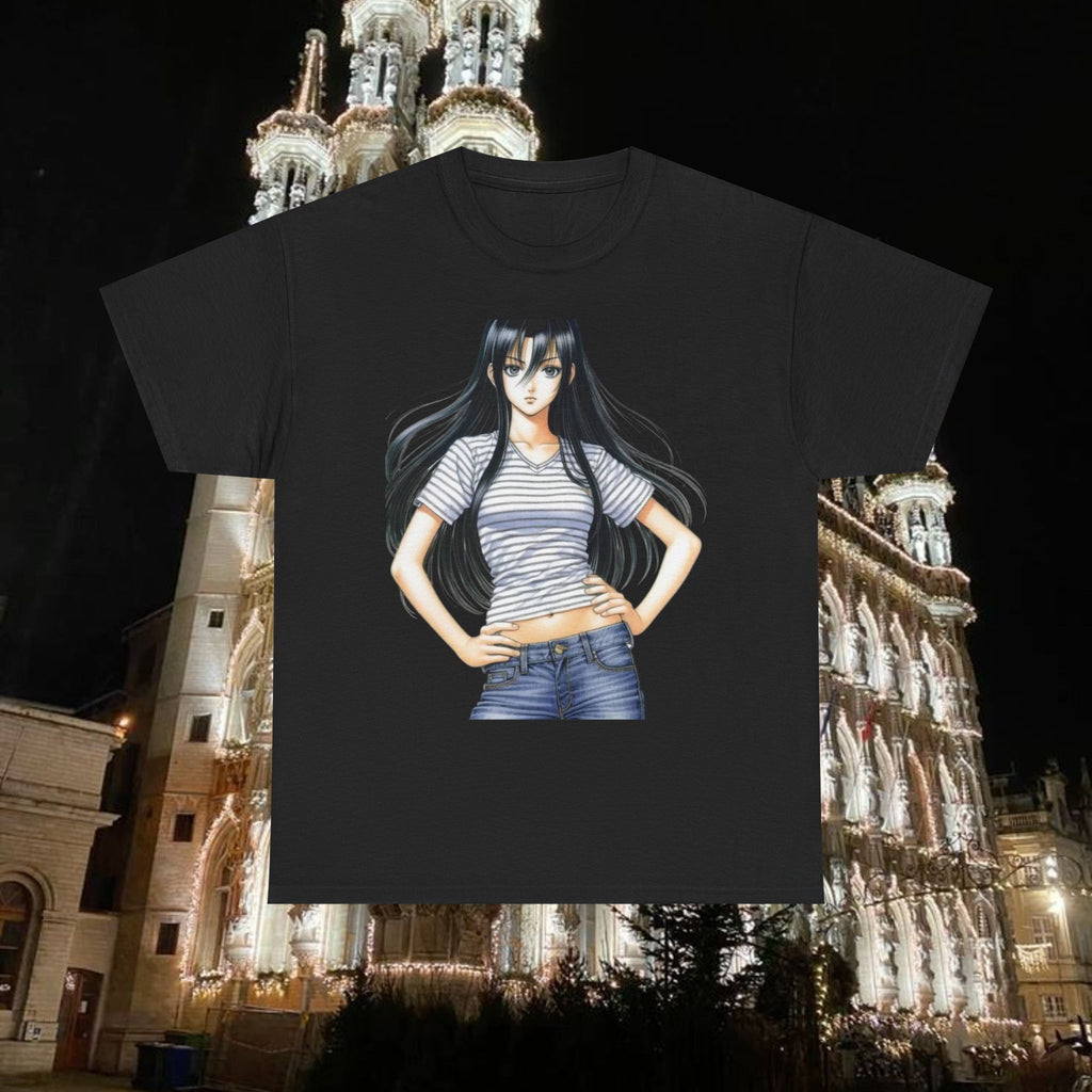 Anime Girl Unisex Heavy Cotton Tee - Casual Streetwear Top