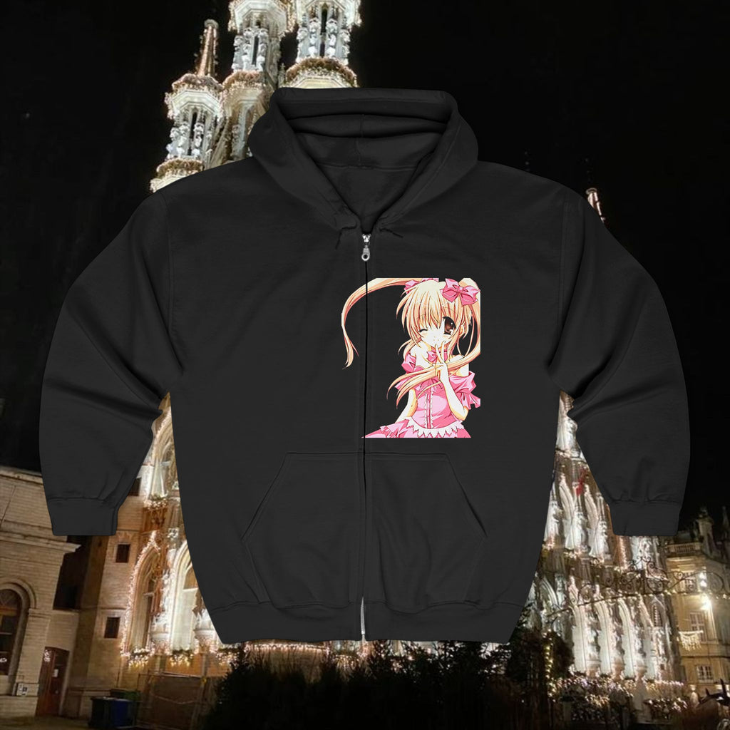 Kawaii Character Full Zip Hooded Sweatshirt for Anime Lovers